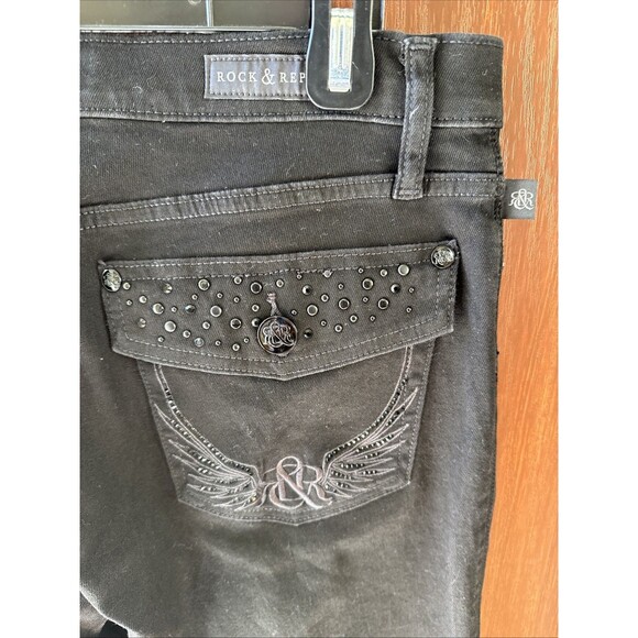 Rock & Republic Jeans Women's Size 12 M Stretch Denim Black - Picture 3 of 10